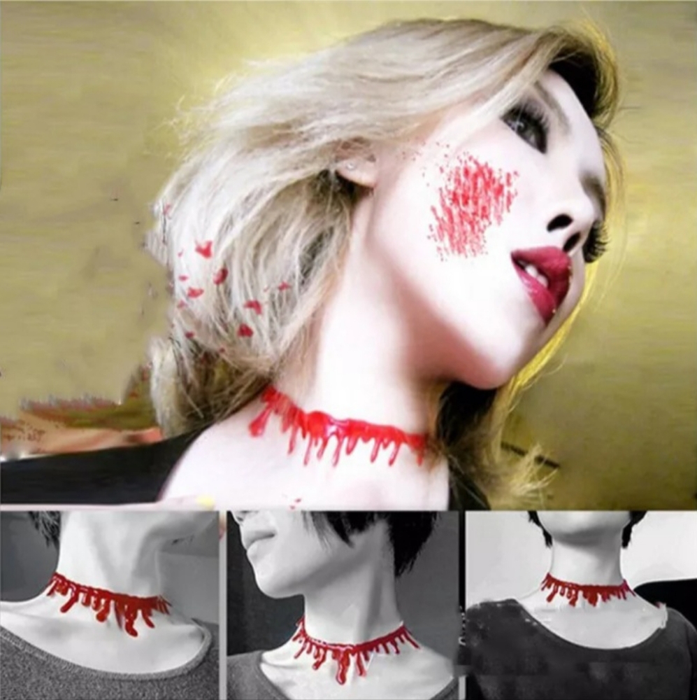 Dripping Blood Red Adjustable Choker Necklace - Picture 5 of 8